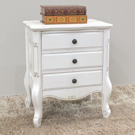 International Caravan Windsor 3 Drawer Table, Antique White ZM-3814-AW